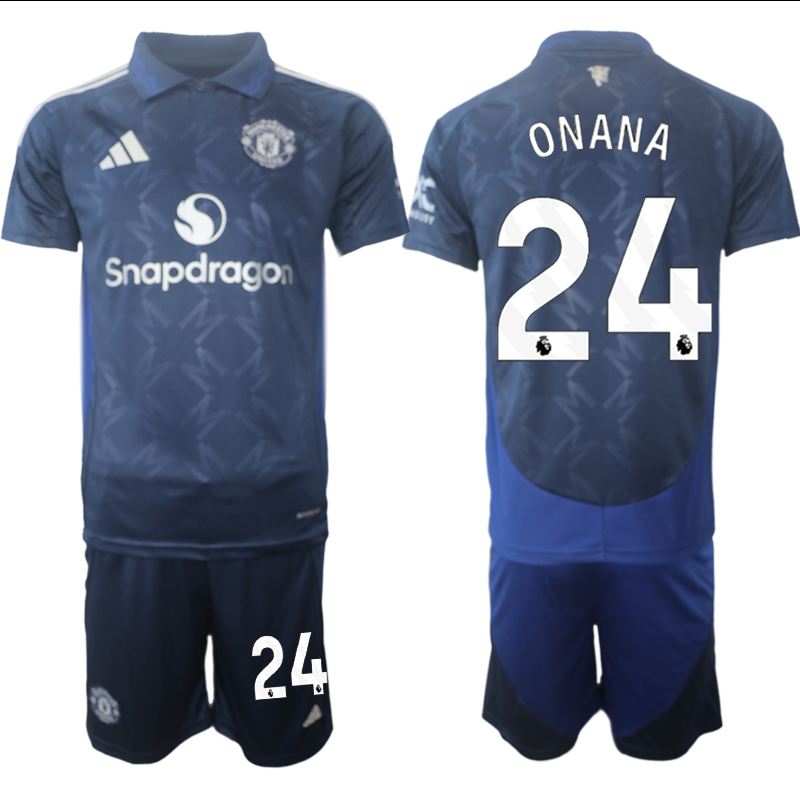 Men 2024-2025 Club Manchester United away blue #24 Soccer Jersey